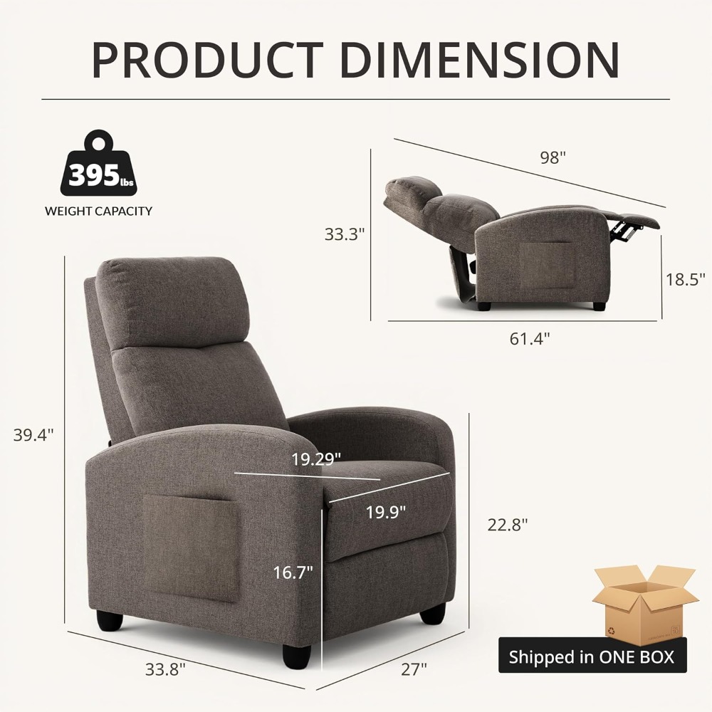 Home Cinema Recliner Chairs - Sillón Reclinable Manual Moderno, Sofá Individual