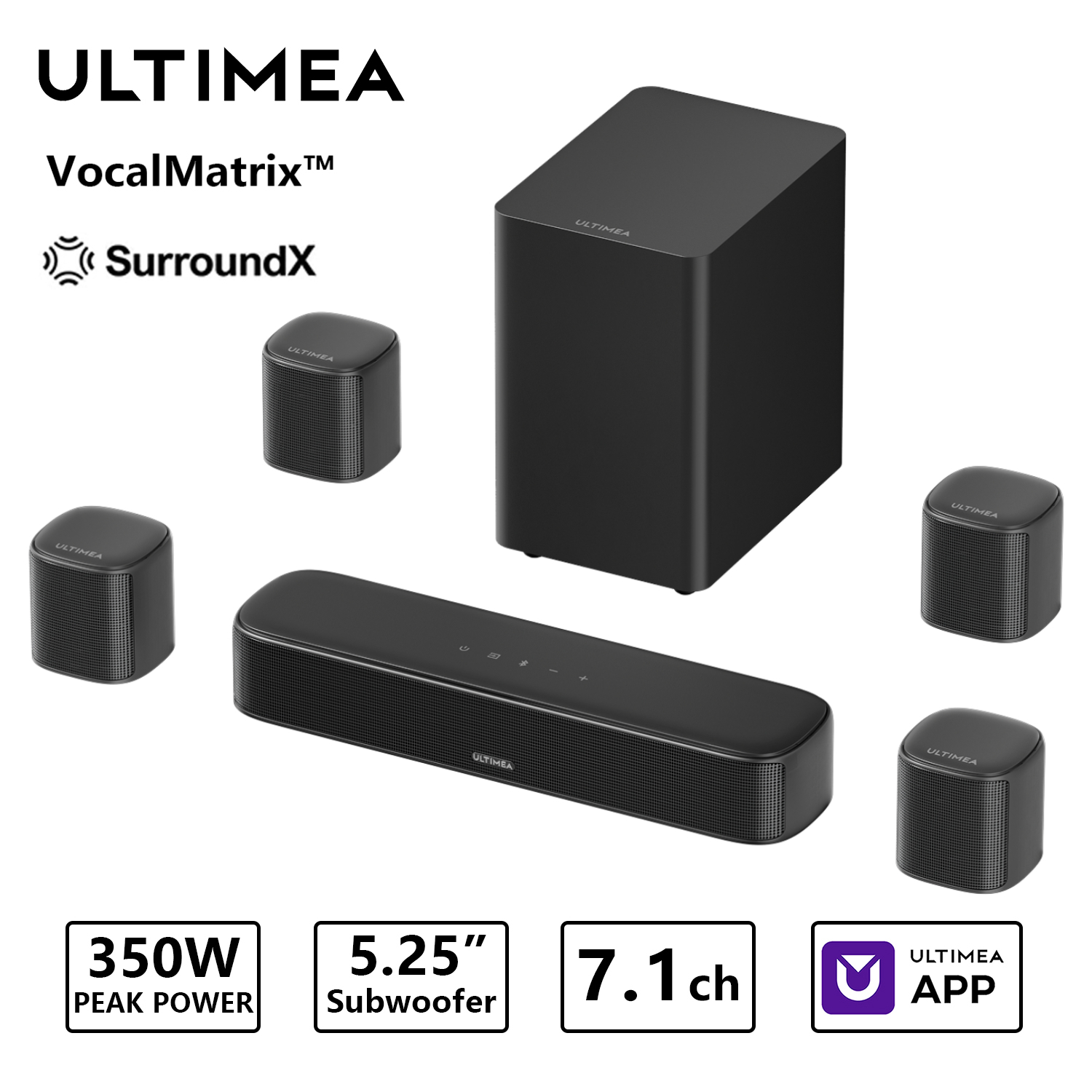 Home Cinema With Wireless Rear Speakers - Barra de Sonido ULTIMEA de 350W