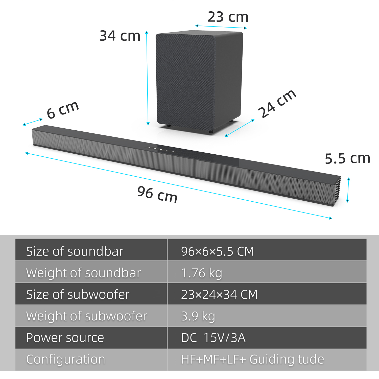 Barra de sonido de TV de 84W c - Home Cinema With Wireless Rear Speakers reseña y precio